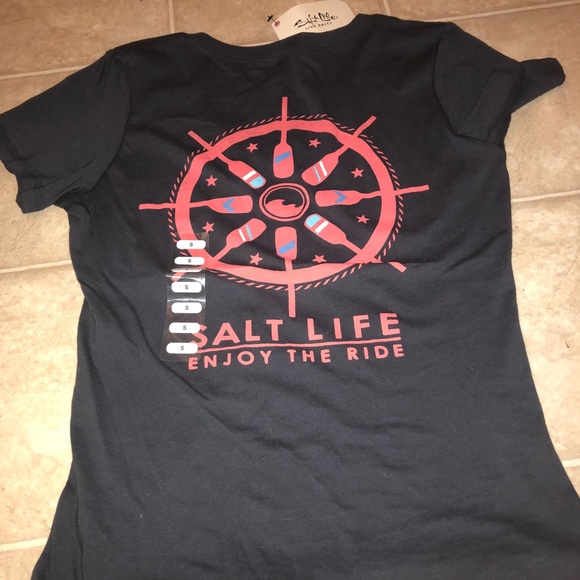 Salt life V-neck navy blue T-shirt - Picture 2 of 2